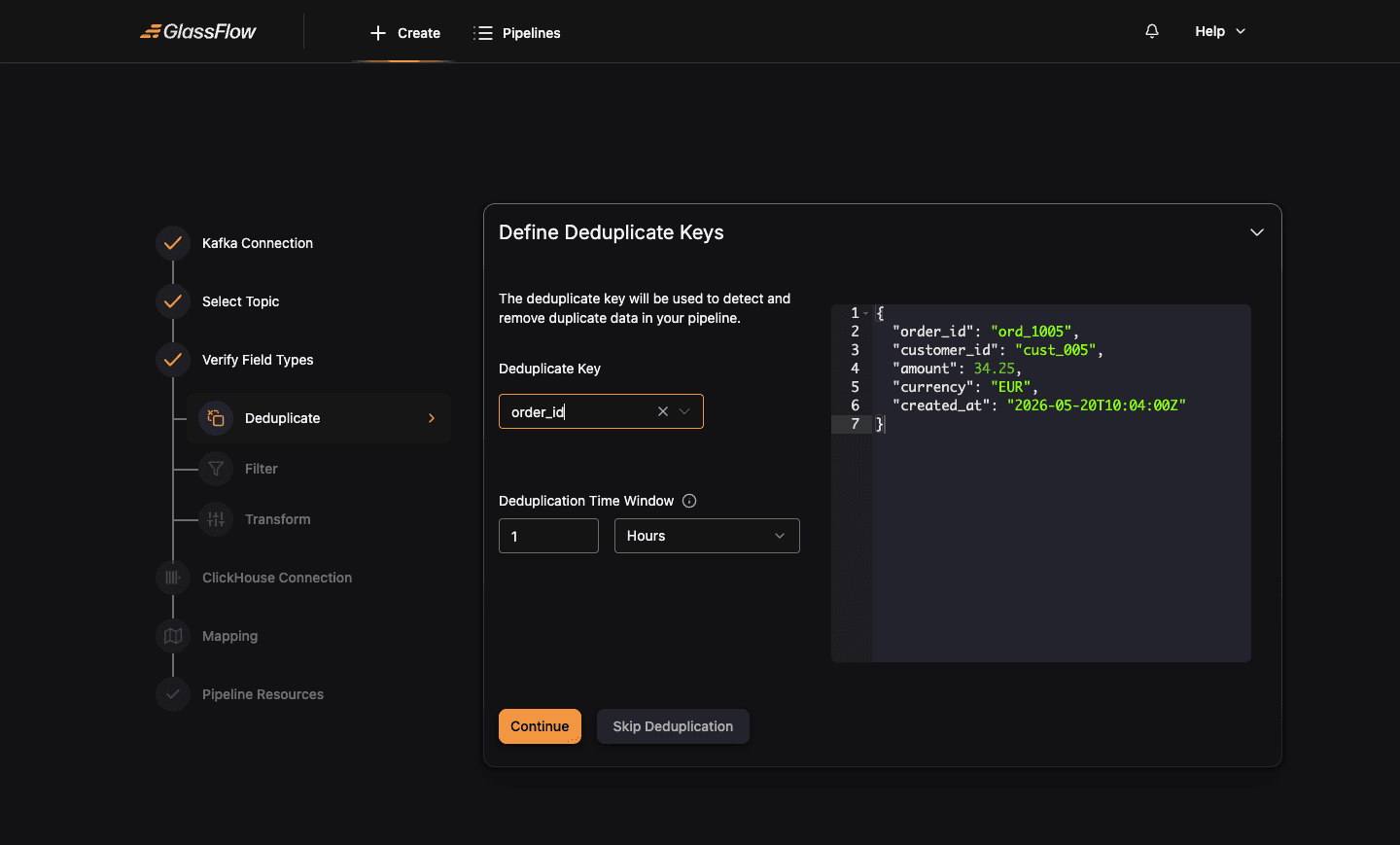 Define Deduplicate Keys