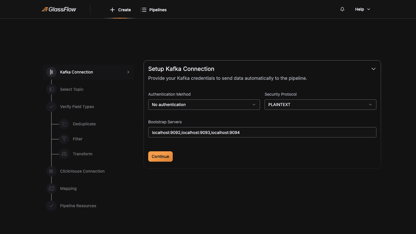 No-auth Kafka connection