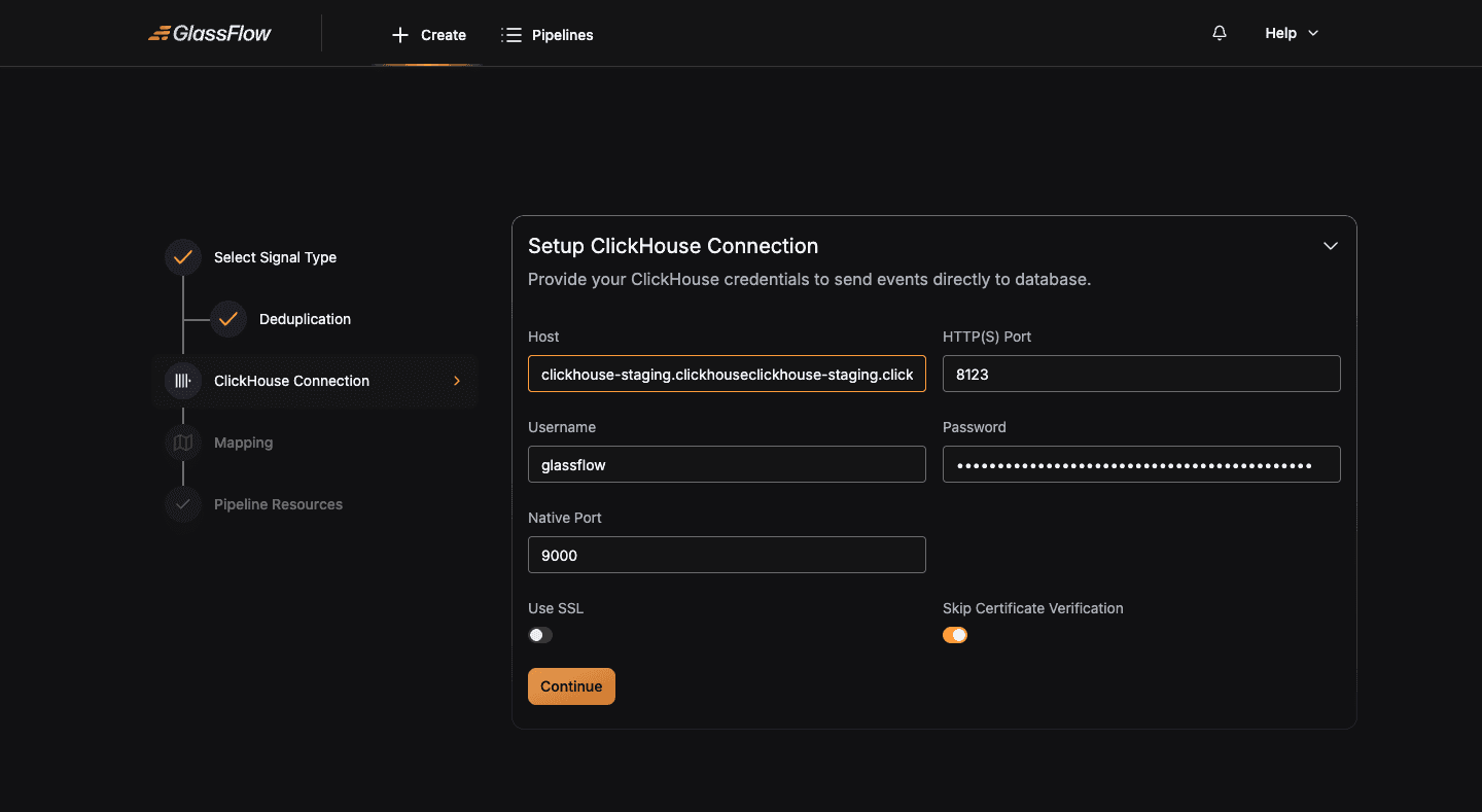 ClickHouse connection (OTLP)
