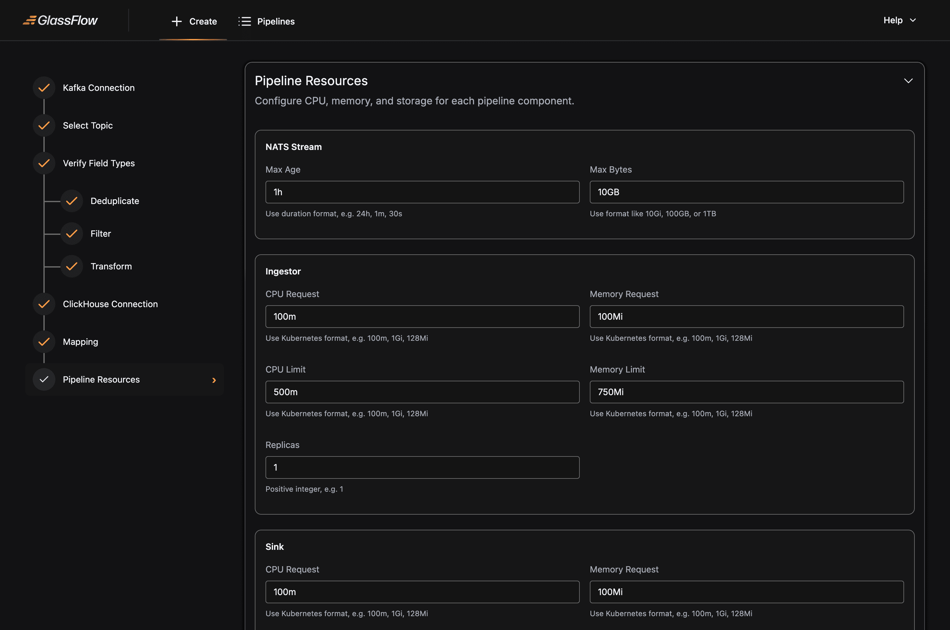 Pipeline Resources Configuration