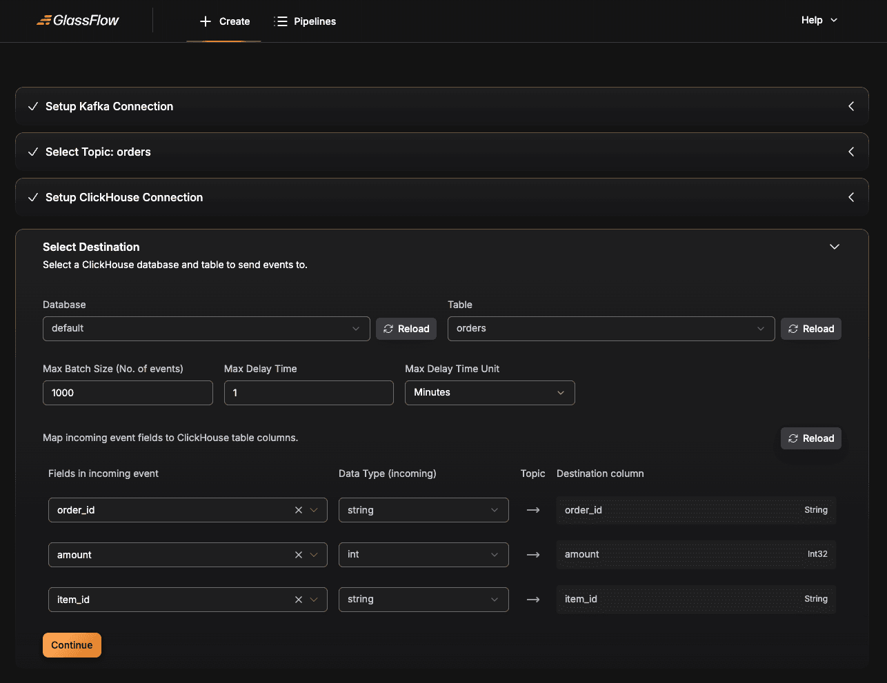 Clickhouse Table Mapping