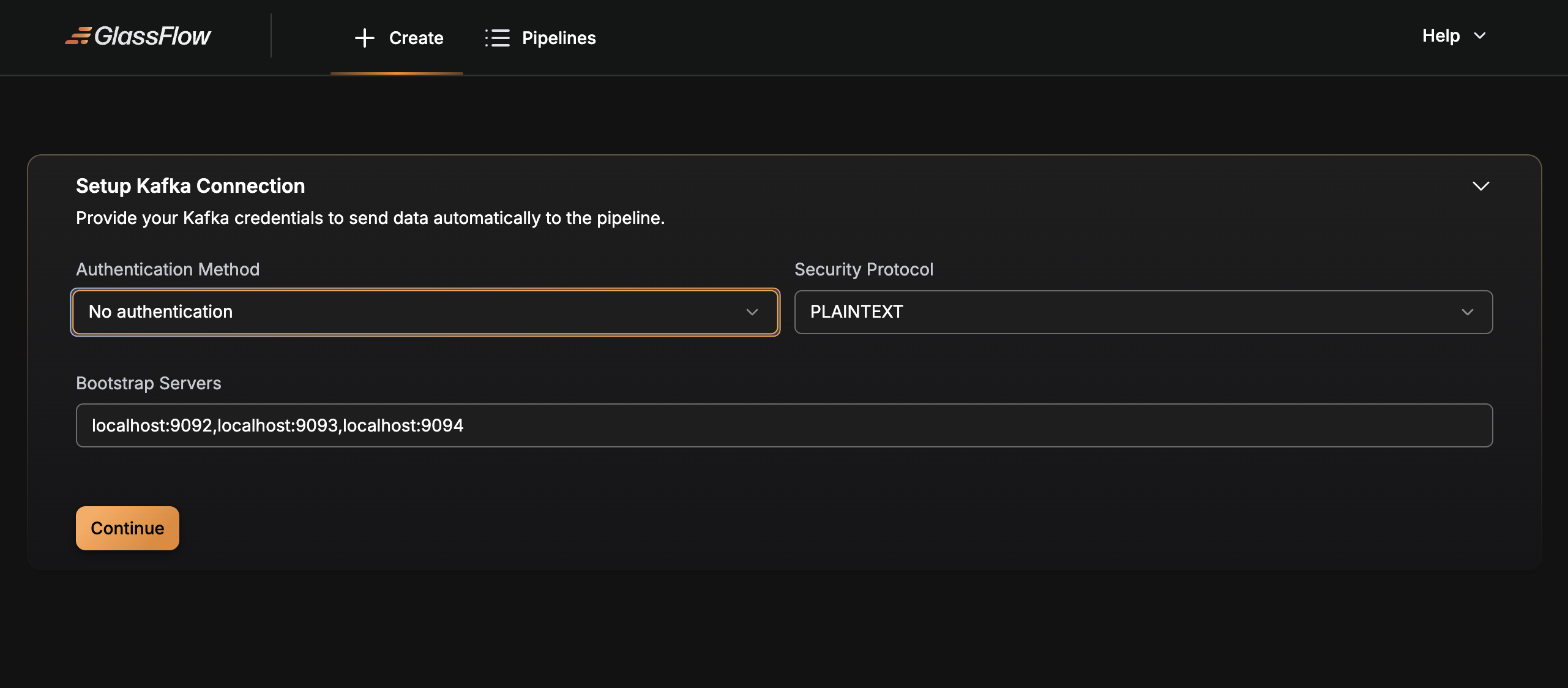 PLAINTEXT (no auth) example
