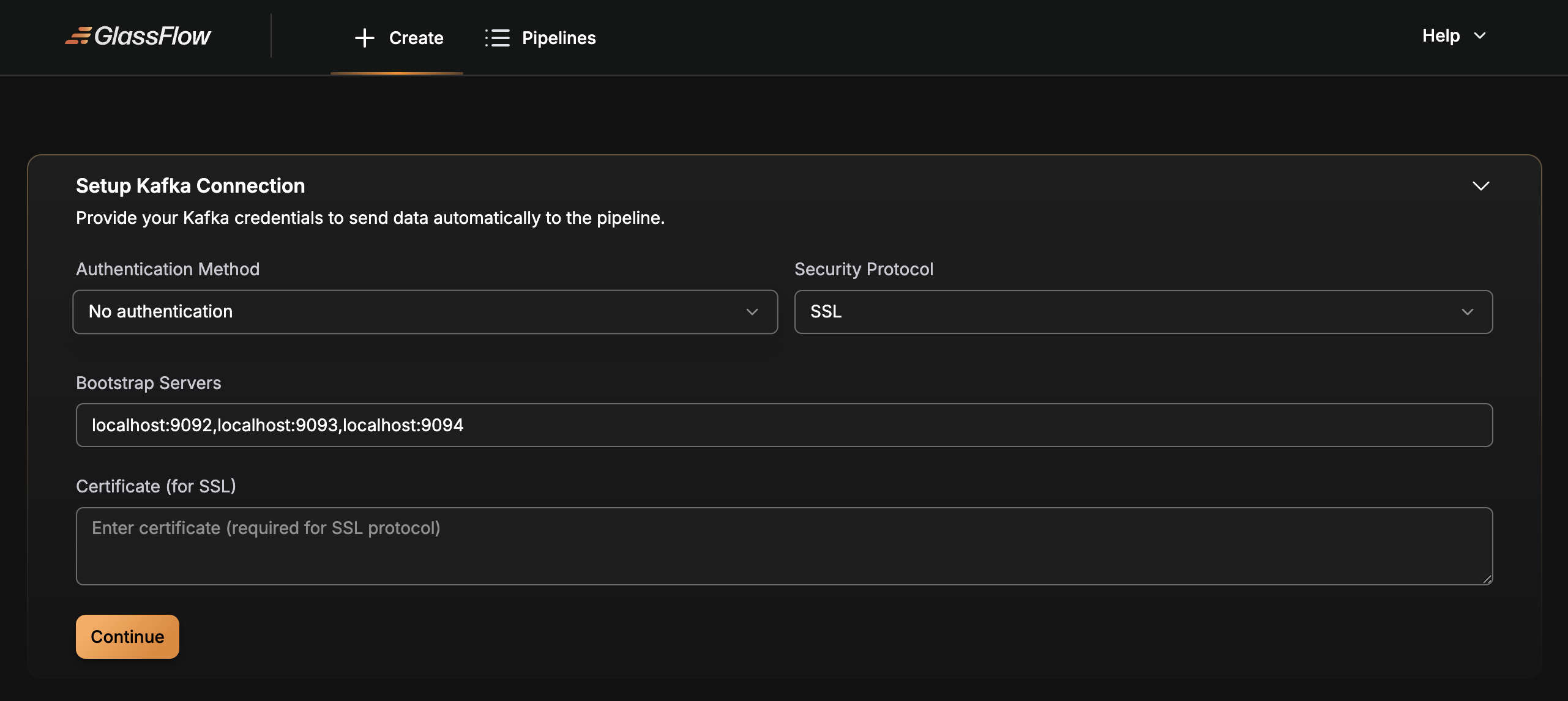 SSL (no SASL) example