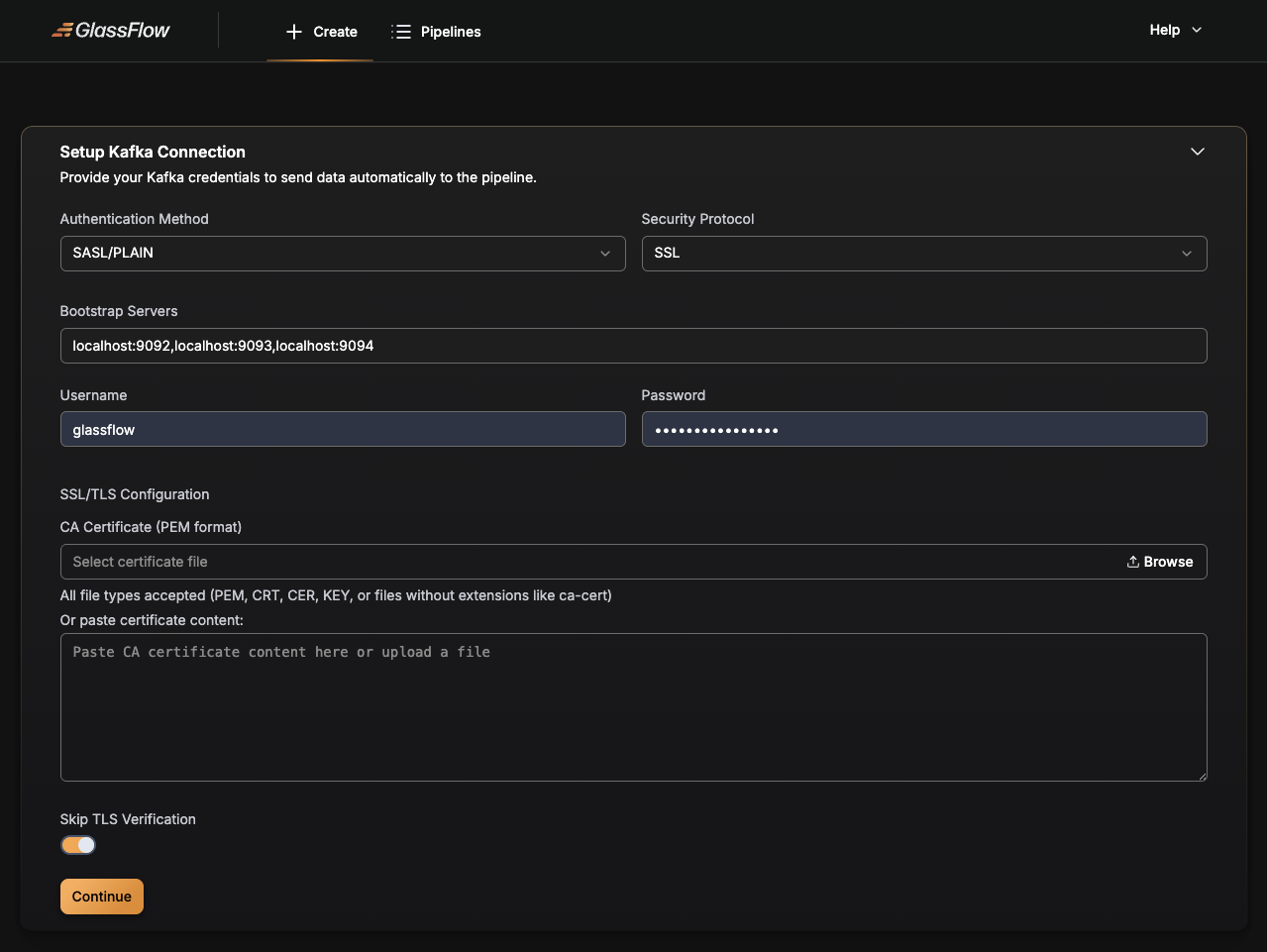 SSL (skip TLS verification) example