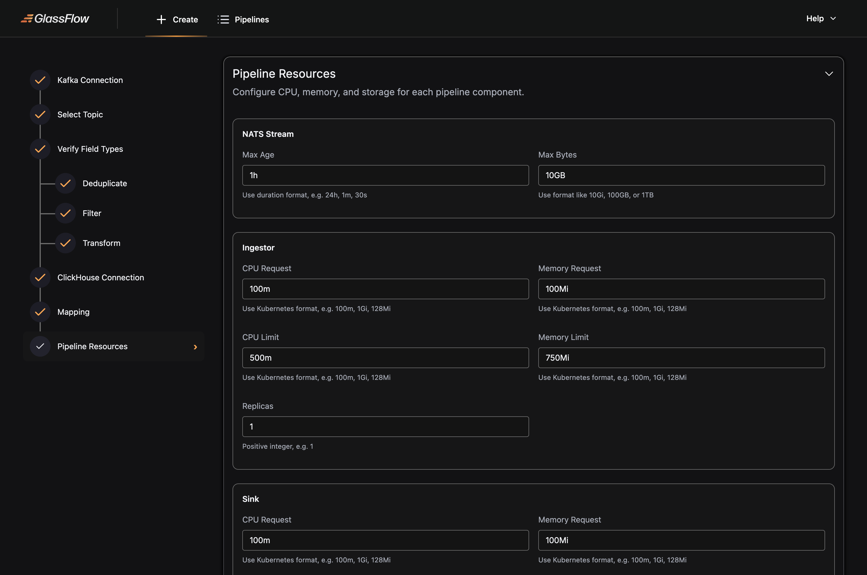 Pipeline Resources Configuration